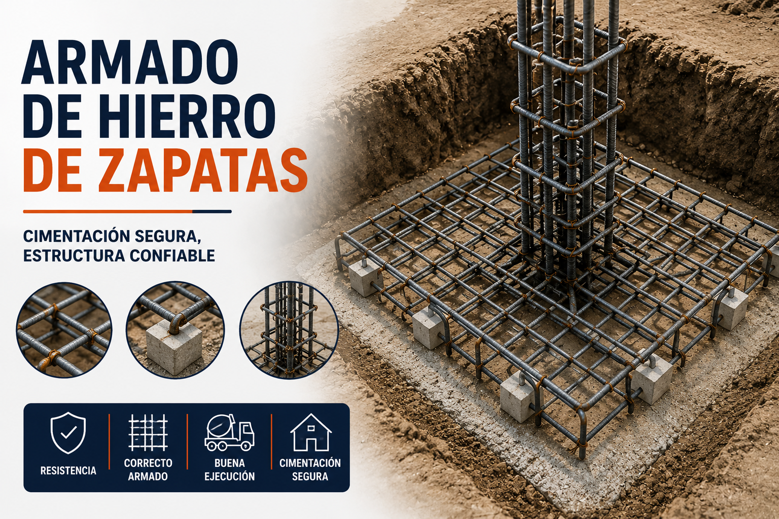 Armado de zapatas y cimentación segura