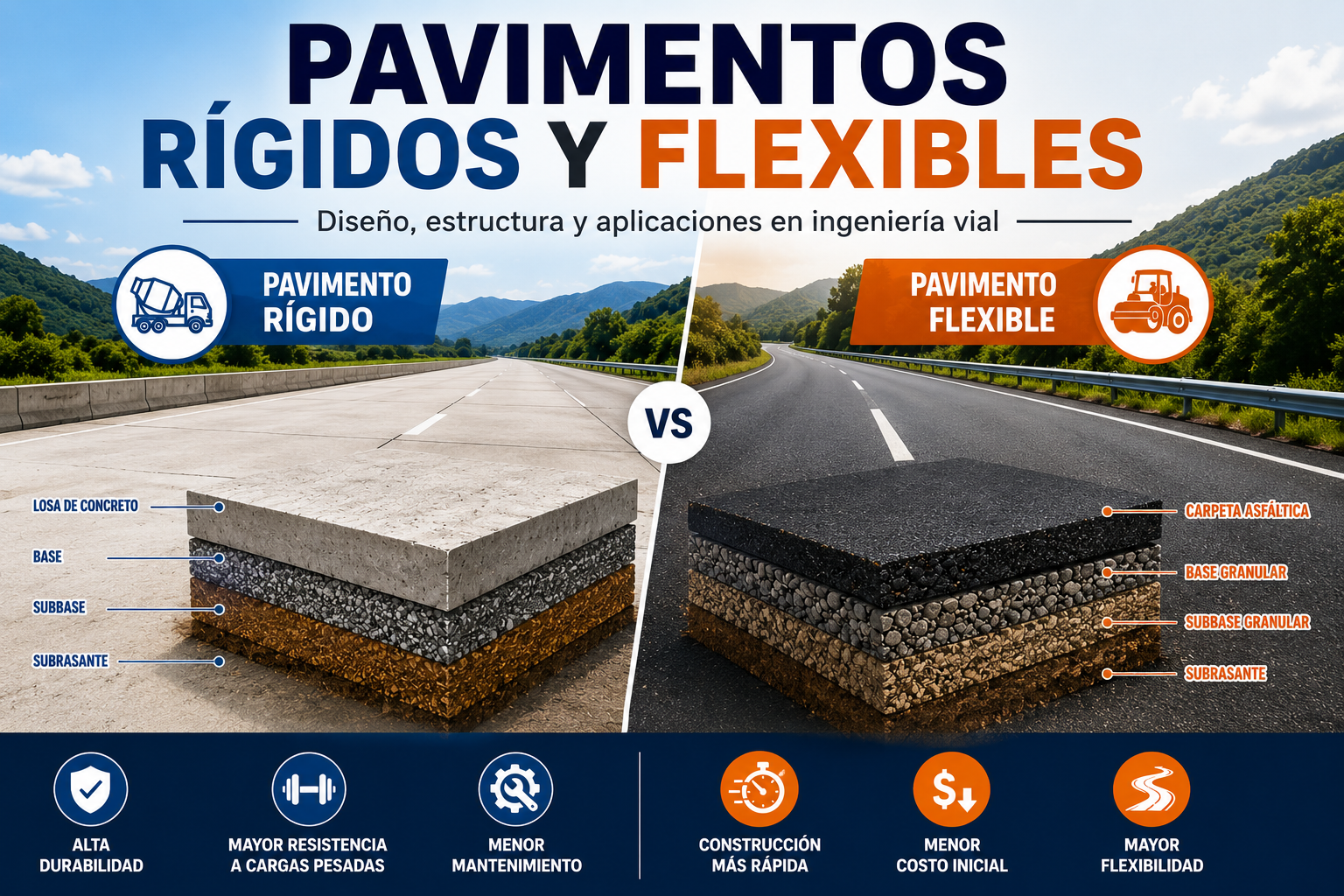 Pavimentos rígidos y flexibles