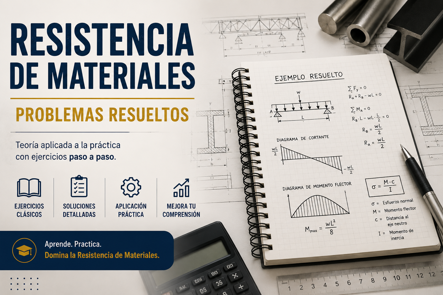 Problemas resueltos en resistencia de materiales
