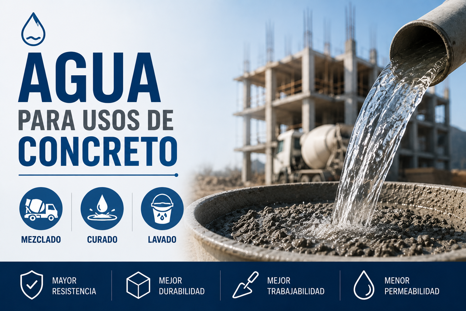 Agua para concreto beneficios y usos