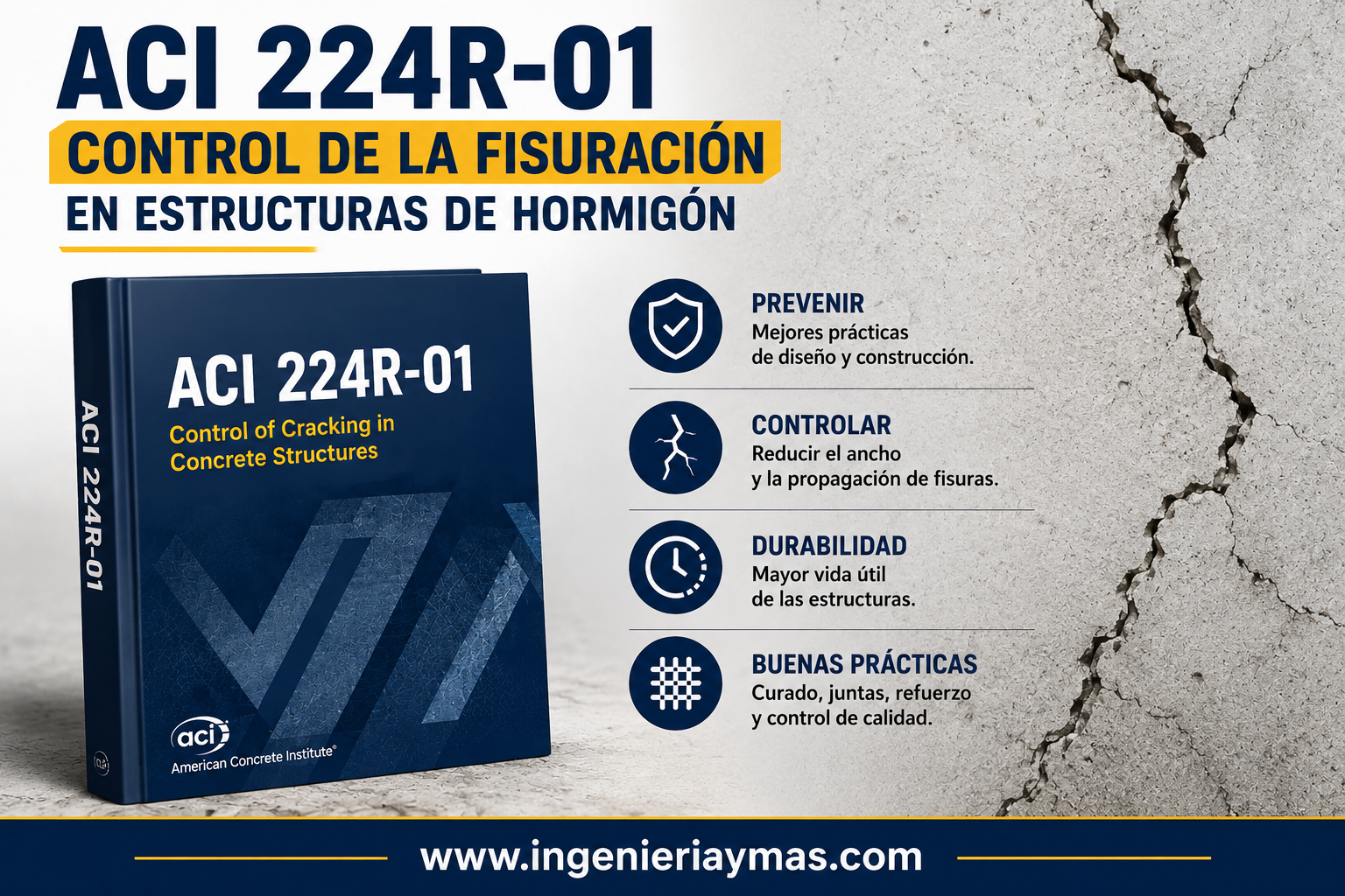ACI 224R-01. Control de la fisuración en estructuras de hormigón