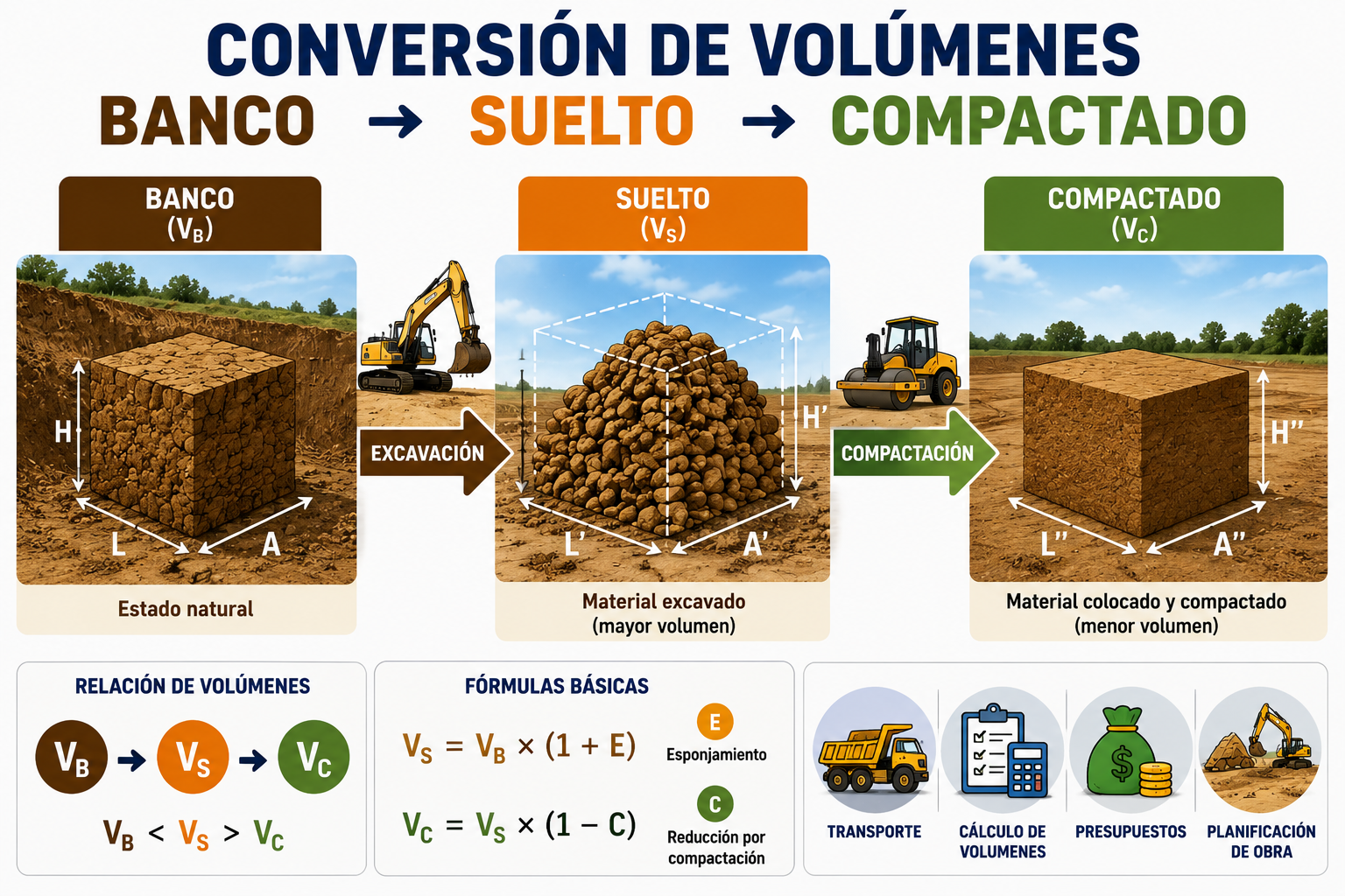 Conversión de volúmenes en construcción