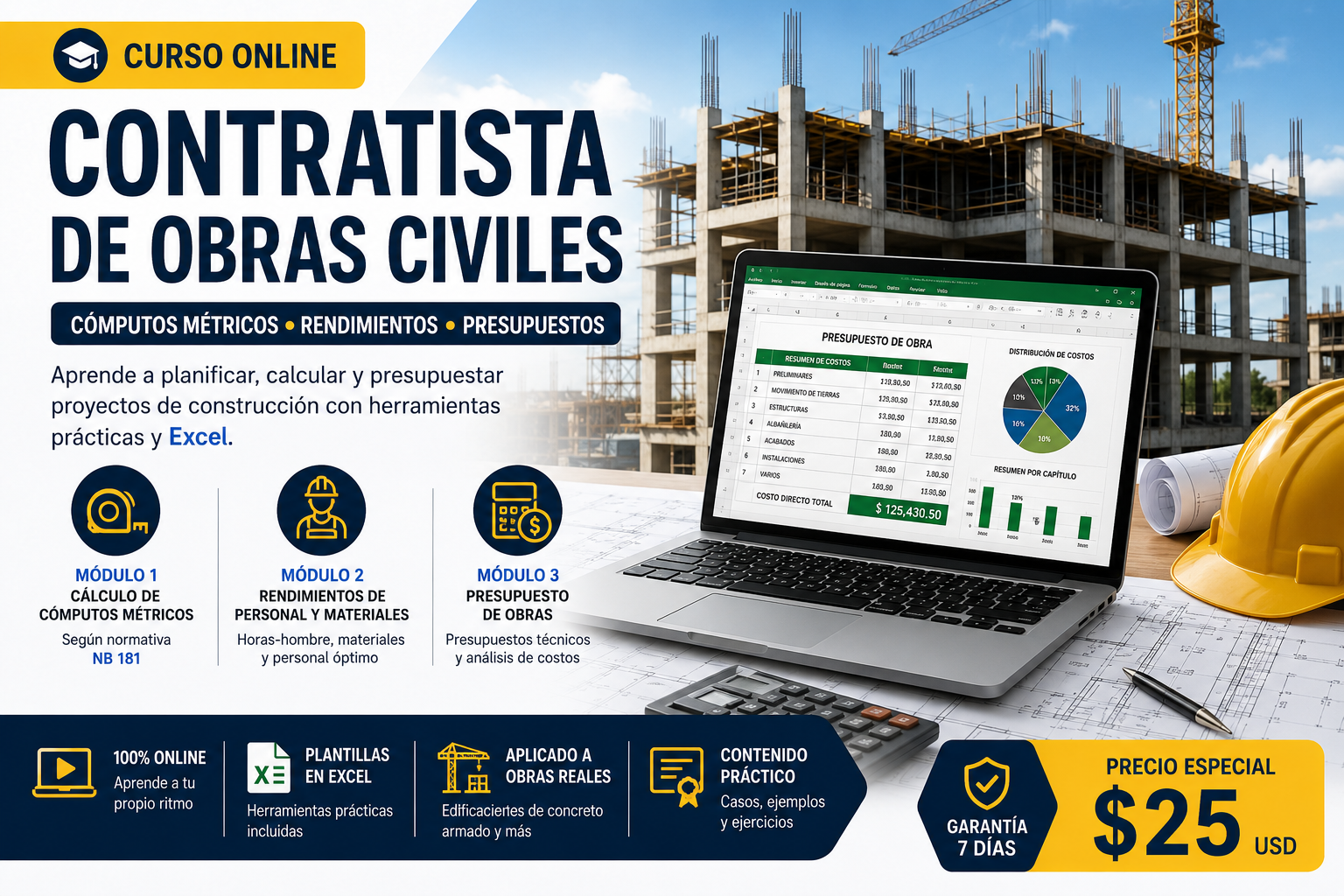 Curso de Contratista de Obras Civiles. Cómputos Métricos, Rendimientos y Presupuestos