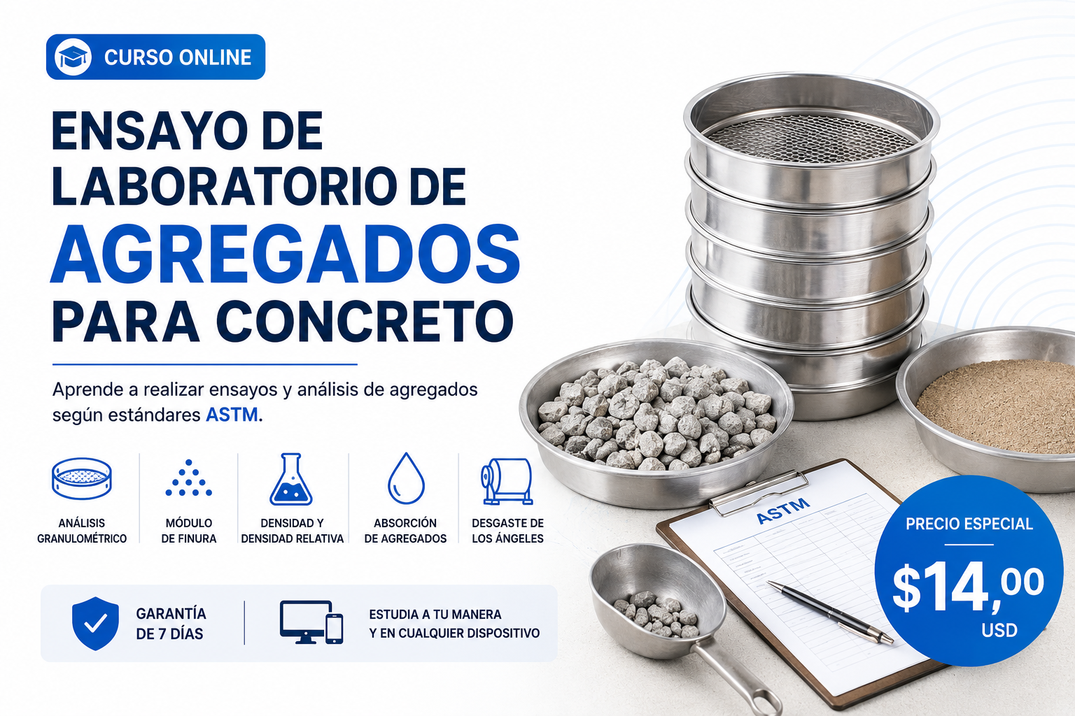 Curso online de ensayos de agregados