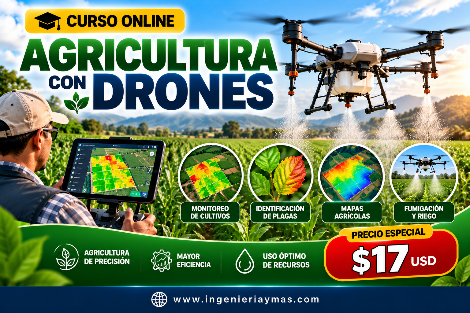 Curso Agricultura con Drones para monitoreo de cultivos y agricultura de precisión